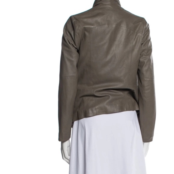 Vince Leather Jacket with Draped Collar - Picture 9 of 12